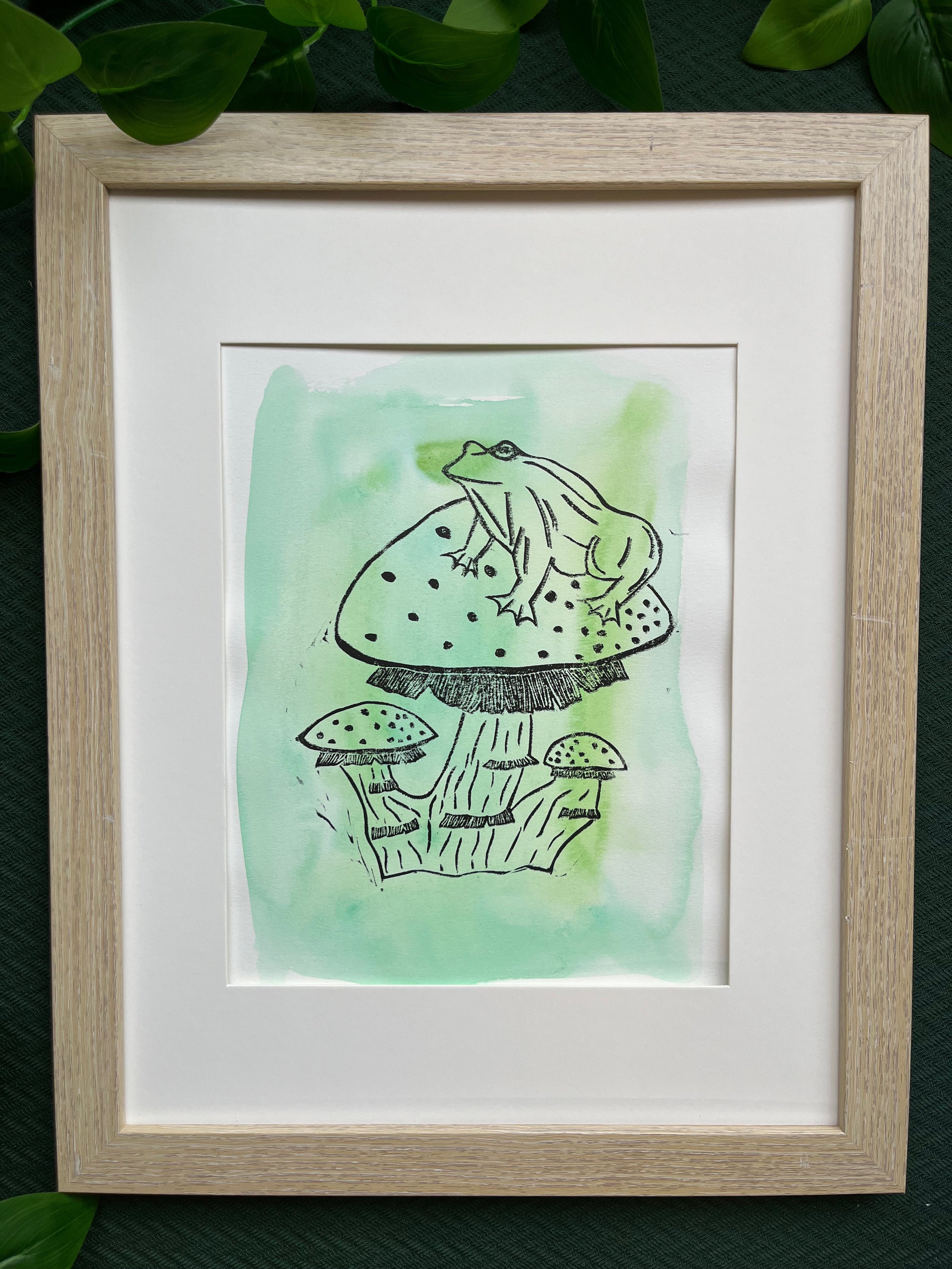 Cute mushrooms with a frog friend Art Board Print for Sale by  Yarafantasyart